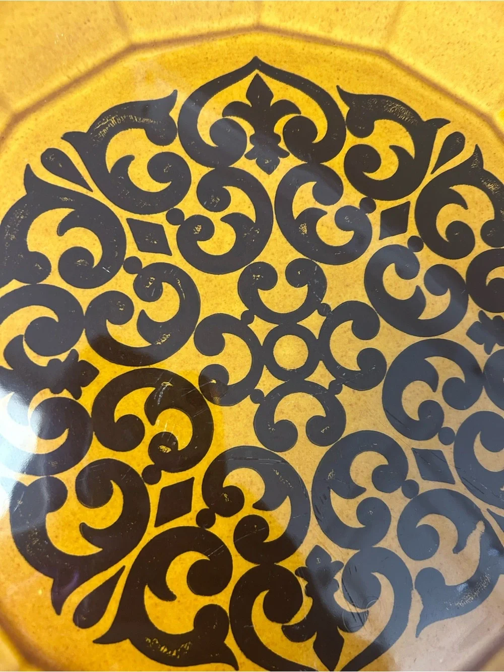 VTG MCM Homer Laughlin Milano Gold 12” Chop Plate Serving Platters - Pair of 2